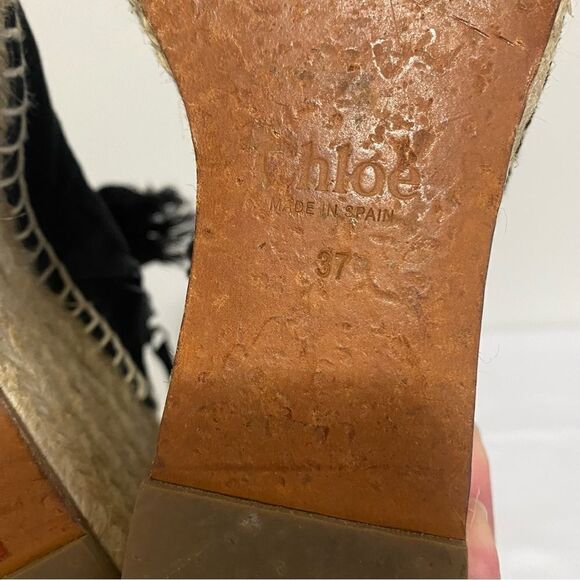 CHLOE Harper Suede Lace up Espadrille Wedge Sandals - Picture 12 of 13